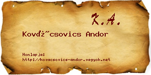 Kovácsovics Andor névjegykártya
